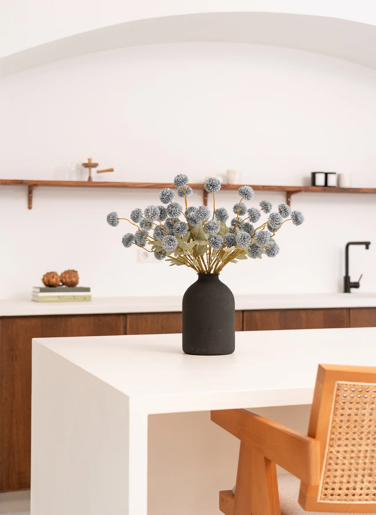 Zijden Kiku Bloemen - Blauwgrijs - Image 13