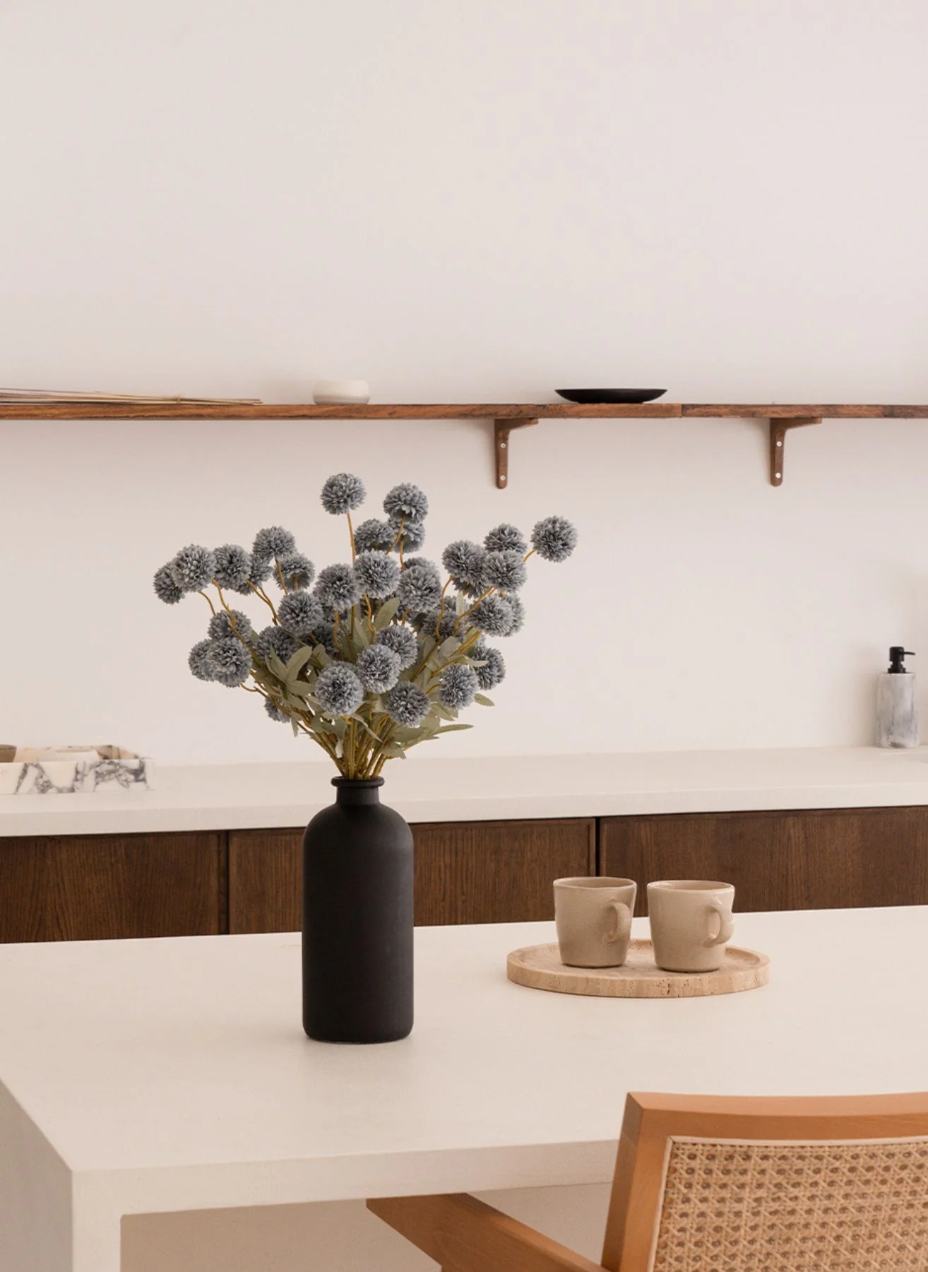 Zijden Kiku Bloemen - Blauwgrijs - Image 5