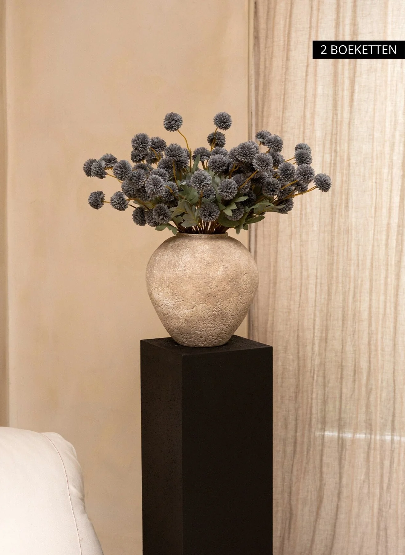 Zijden Kiku Bloemen - Blauwgrijs - Image 8