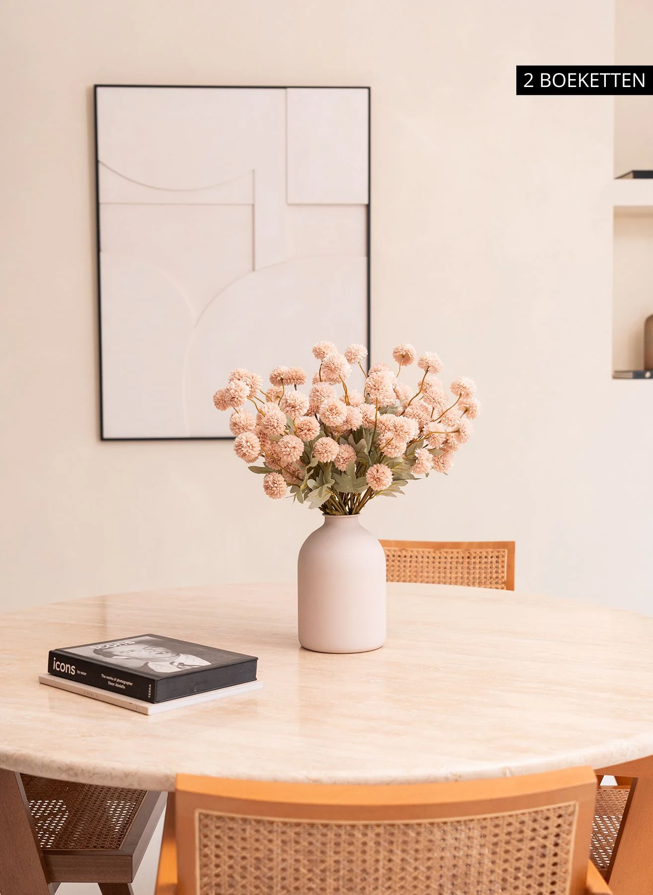 Zijden Kiku Bloemen - Crème - Image 4