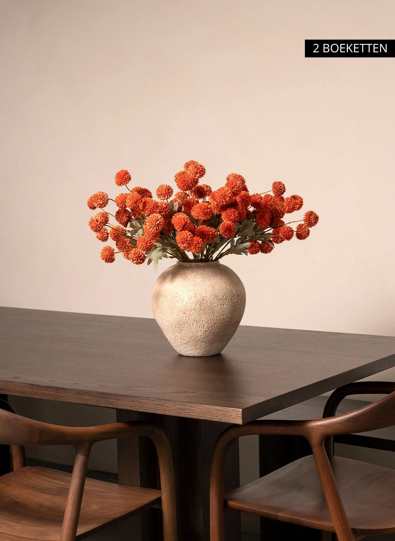 Zijden Kiku Bloemen - Omber - Image 3