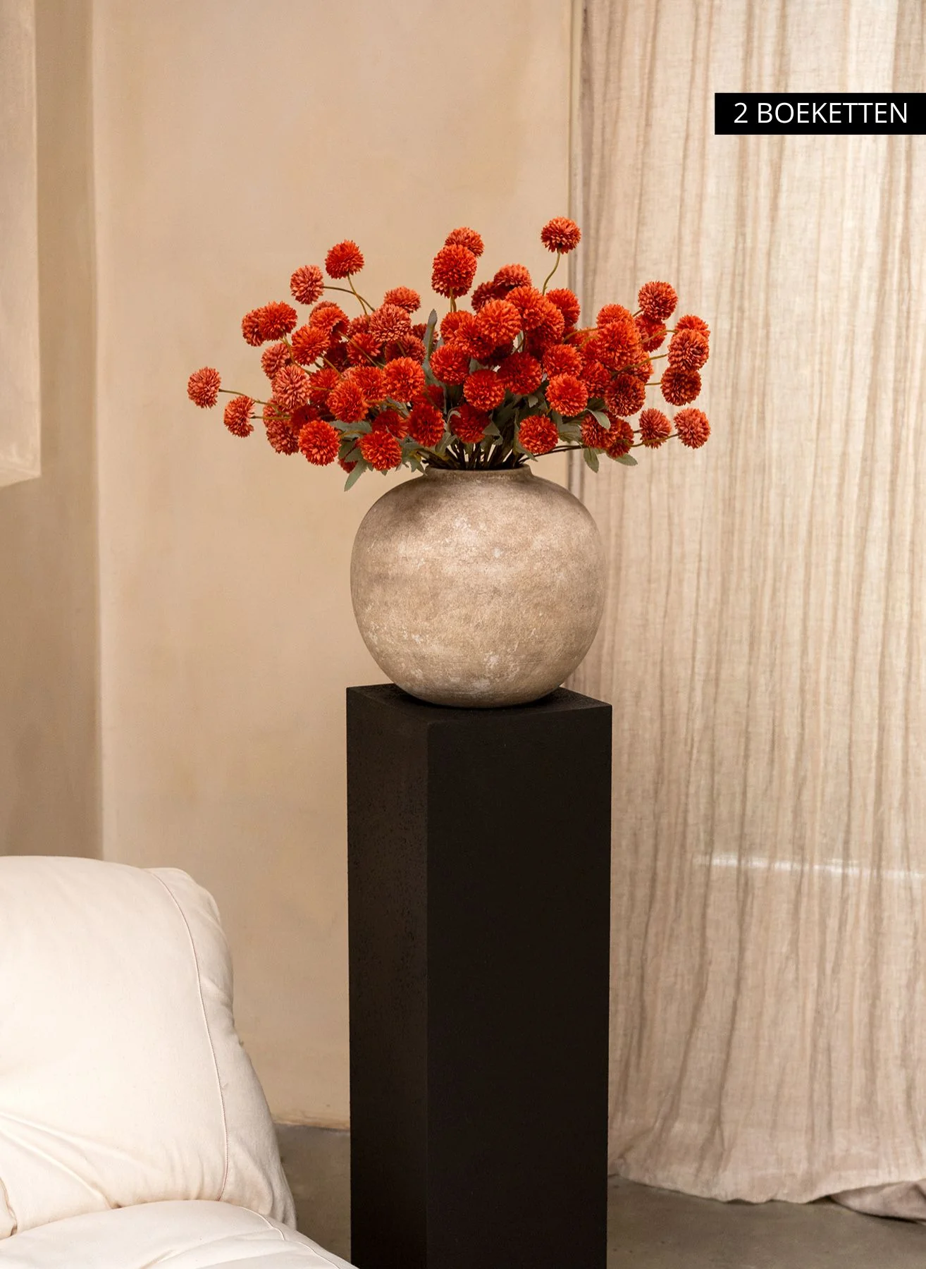 Zijden Kiku Bloemen - Omber - Image 5