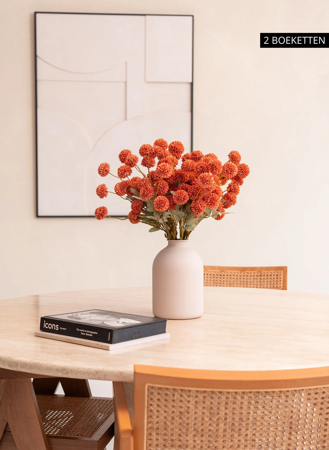 Zijden Kiku Bloemen - Omber - Image 9