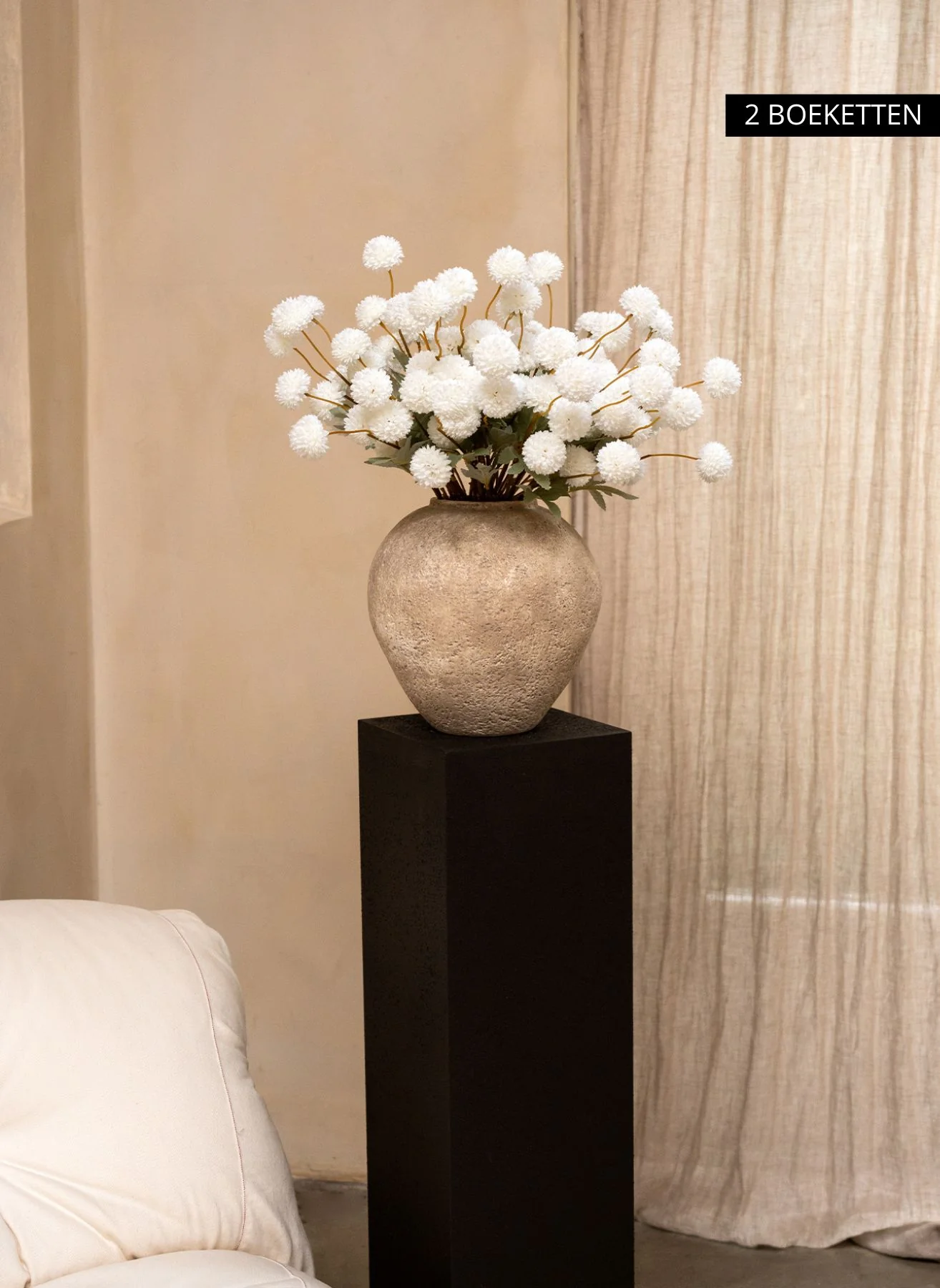 Zijden Kiku Bloemen - Wit - Image 5