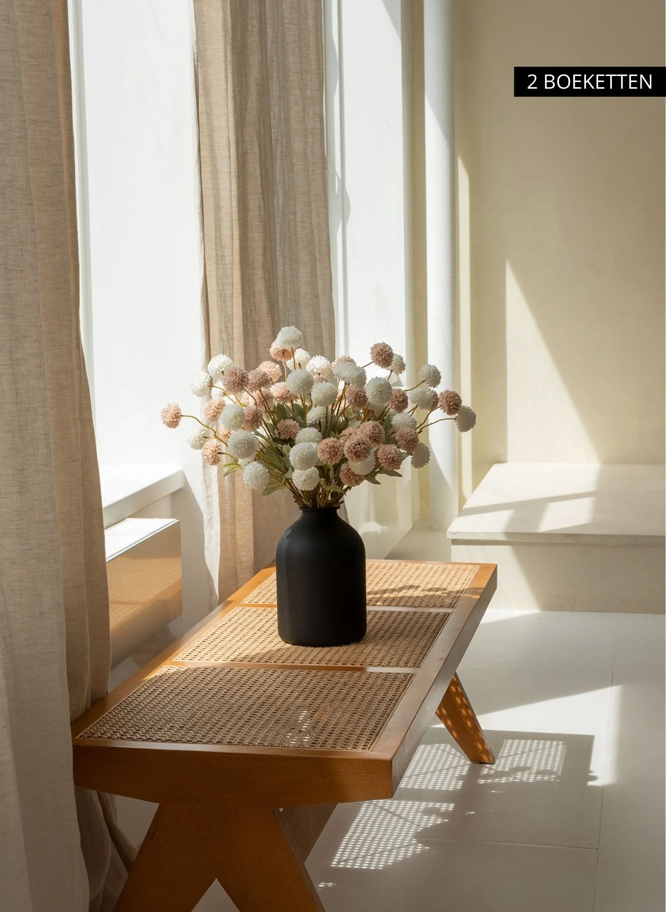 Zijden Kiku Bloemen - Beige Mix - Image 3