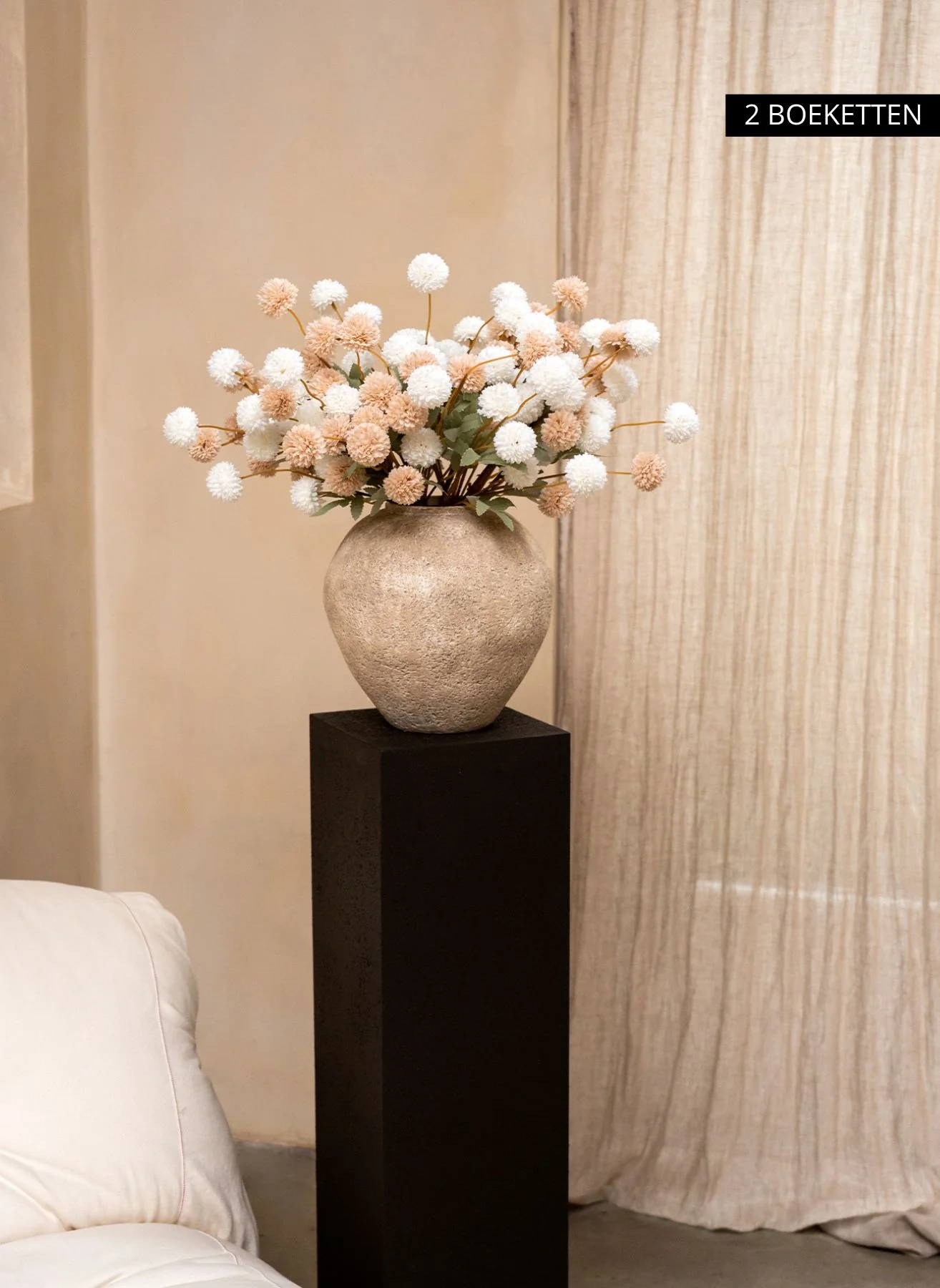 Zijden Kiku Bloemen - Beige Mix - Image 4